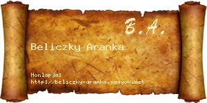 Beliczky Aranka névjegykártya